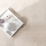 Soft Washable Area Rug with Geometric High-Low Effect