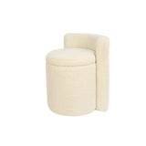 Soft Wool Woven Metal Base Round Storage Ottoman with Metal Frame Foot Rest Stool for Living Room Kids Room