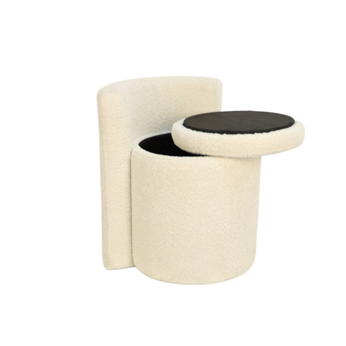 Soft Wool Woven Metal Base Round Storage Ottoman with Metal Frame Foot Rest Stool for Living Room Kids Room