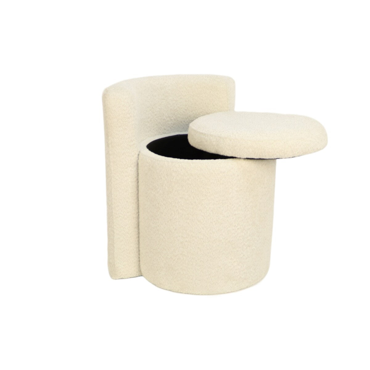 Soft Wool Woven Metal Base Round Storage Ottoman with Metal Frame Foot Rest Stool for Living Room Kids Room