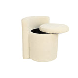 Soft Wool Woven Metal Base Round Storage Ottoman with Metal Frame Foot Rest Stool for Living Room Kids Room