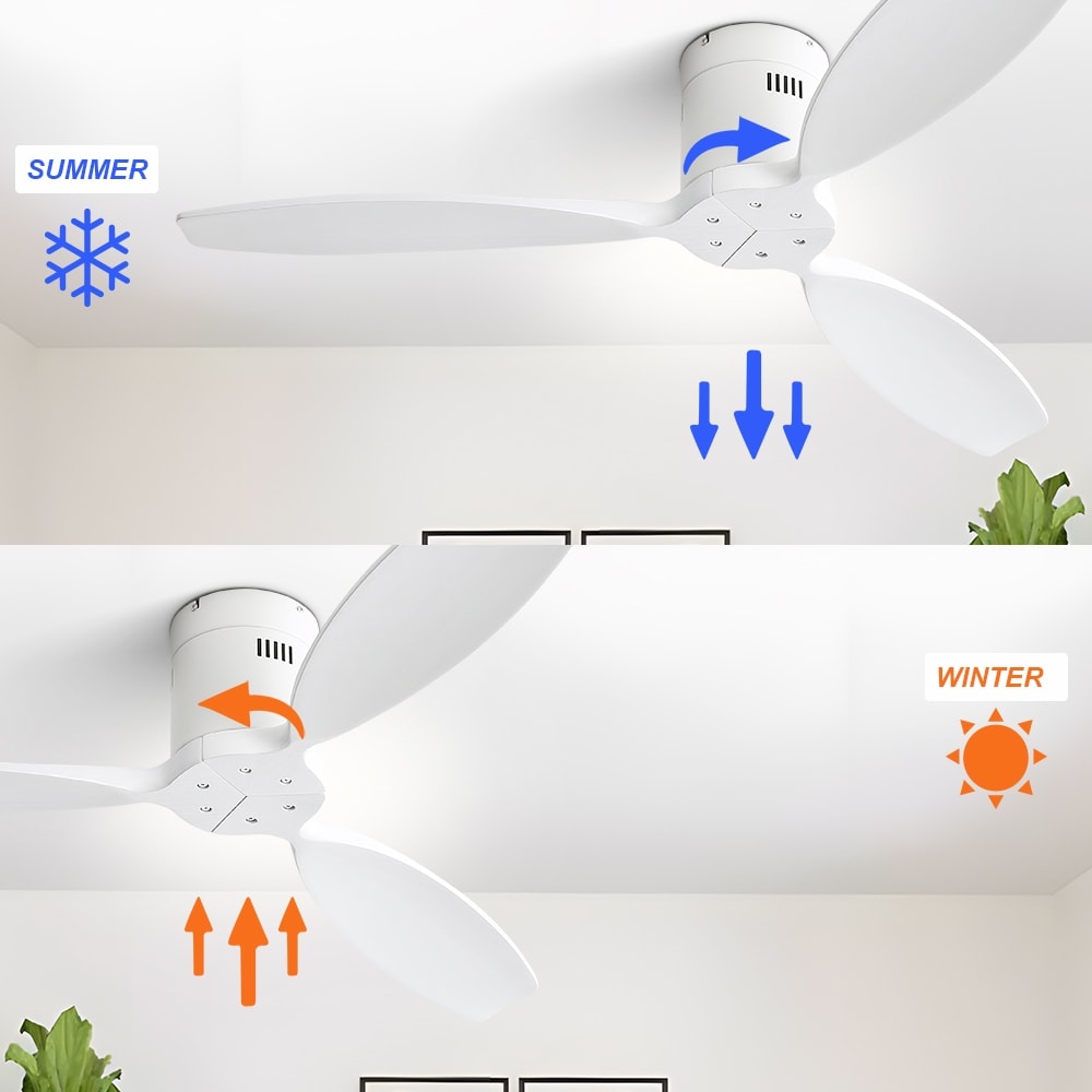 52 Inch Solid Wood Blades Ceiling Fan without Light,Reversible Airflow,6 Gear Wind Speed - 52 inch