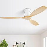 52 Inch Solid Wood Blades Ceiling Fan without Light,Reversible Airflow,6 Gear Wind Speed - 52 inch