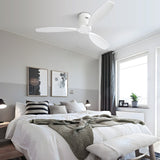 52 Inch Solid Wood Blades Ceiling Fan without Light,Reversible Airflow,6 Gear Wind Speed - 52 inch