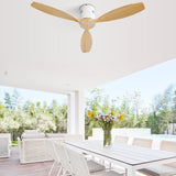 52 Inch Solid Wood Blades Ceiling Fan without Light,Reversible Airflow,6 Gear Wind Speed - 52 inch