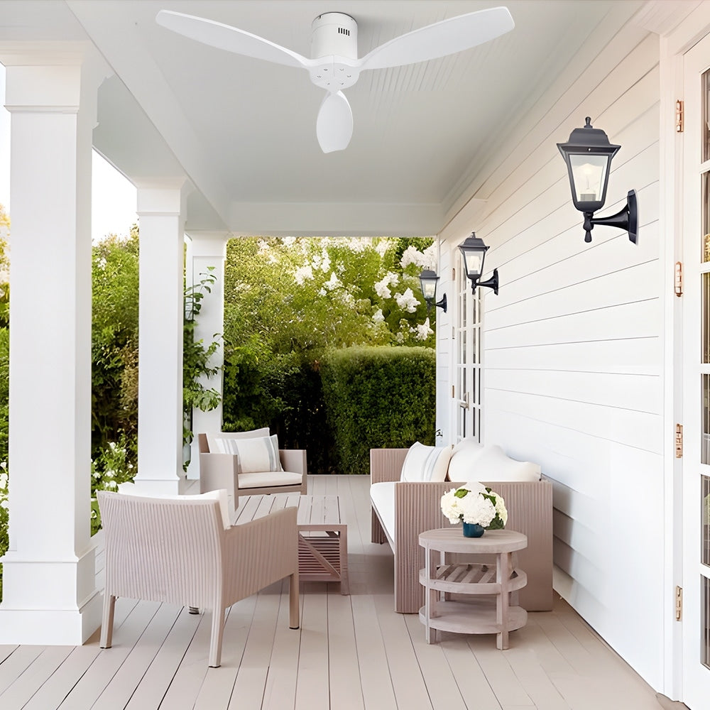 52 Inch Solid Wood Blades Ceiling Fan without Light,Reversible Airflow,6 Gear Wind Speed - 52 inch