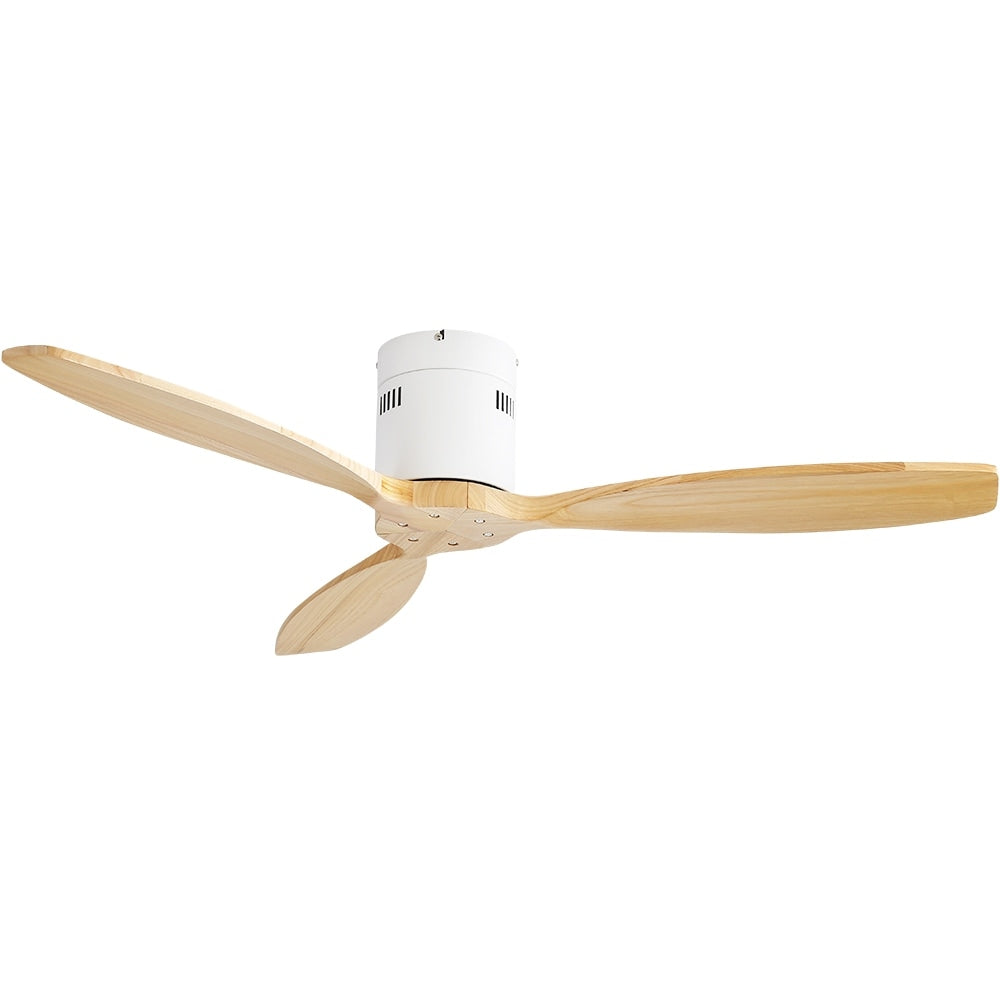 52 Inch Solid Wood Blades Ceiling Fan without Light,Reversible Airflow,6 Gear Wind Speed - 52 inch