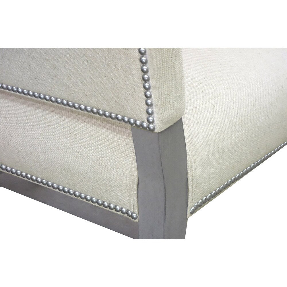 Soho Grey/Off-white Finish Wood Fabric Linen Banquette Bench
