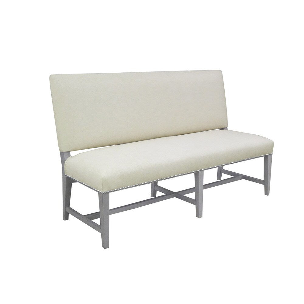 Soho Grey/Off-white Finish Wood Fabric Linen Banquette Bench