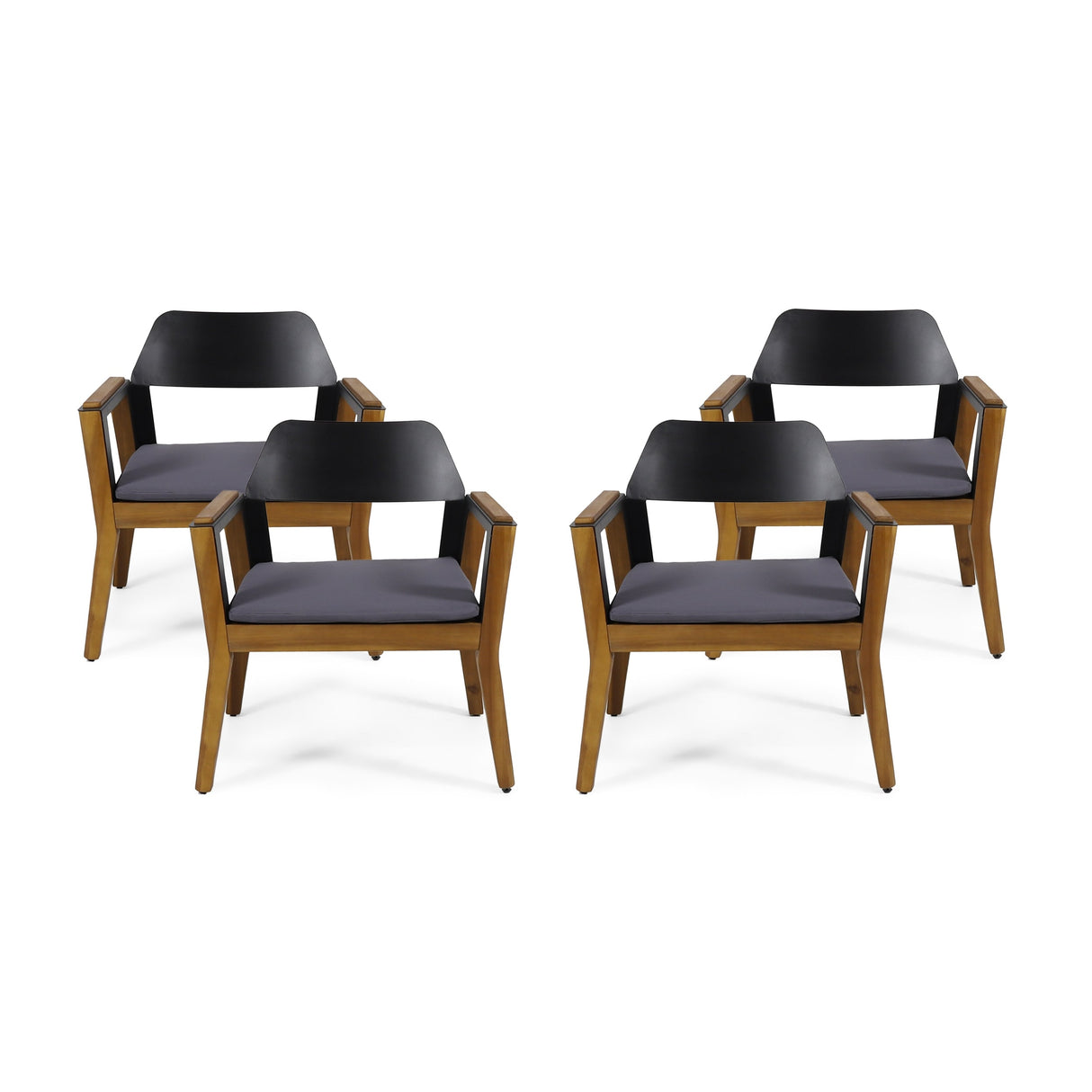 Soho Outdoor Cushioned Acacia Wood Club Chair (Set of 4) by Christopher Knight Home