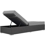 Sojourn Wicker Rattan Outdoor Patio Sunbrella Fabric Chaise Lounge
