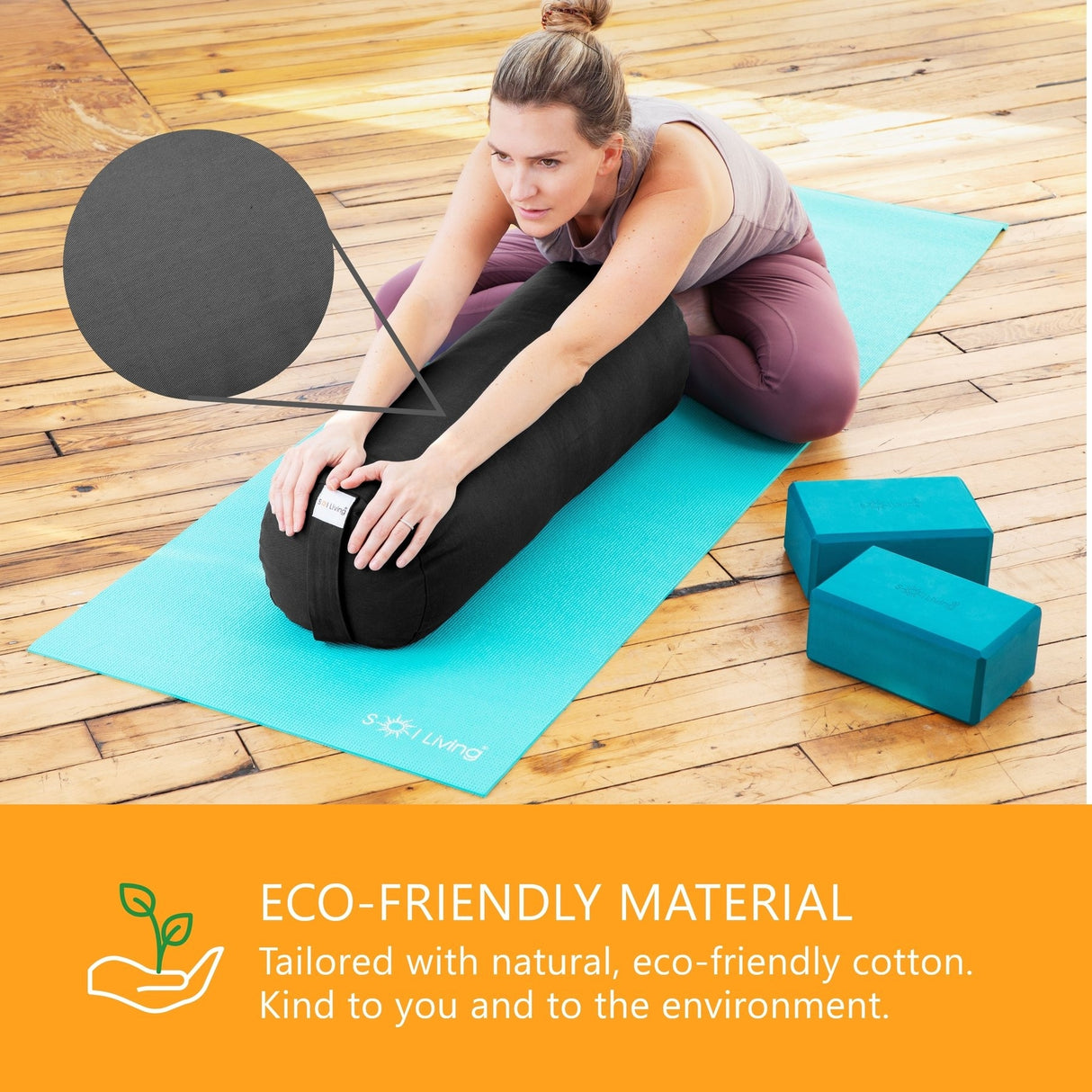 Sol Living Cylindrical Cotton Yoga Bolster