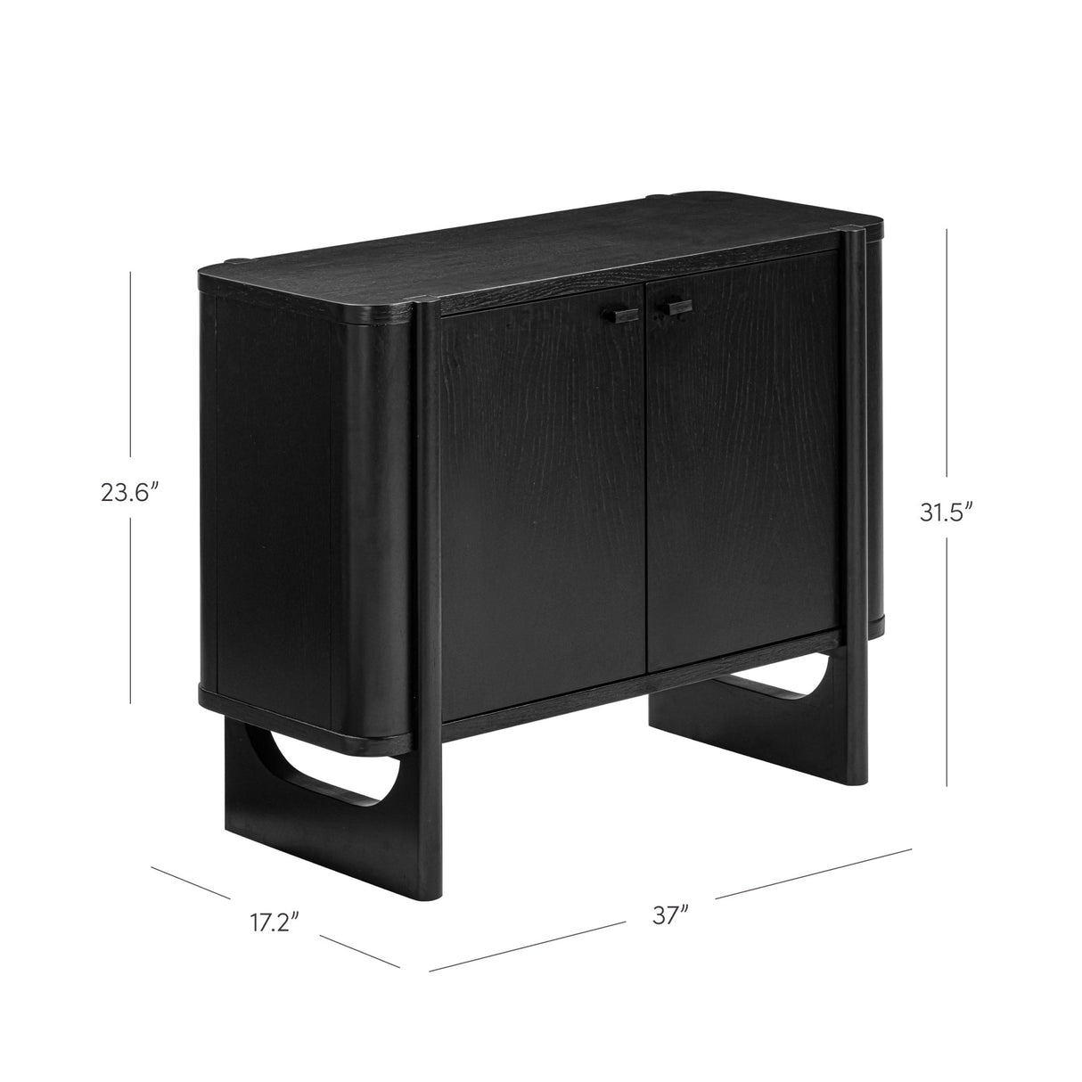 Solace Mid Century Modern Cabinet, Storage Accent Cabinet or TV Stand with Doors, Solid Wood Legs and Adjustable Shelf