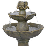 Alpine Corporation USA142SLR 34" Solar Flower Style 2-Tiered Water Fountain Elegant Outdoor Waterfall Feature for Garden