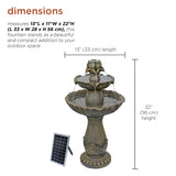 Alpine Corporation USA142SLR 34" Solar Flower Style 2-Tiered Water Fountain Elegant Outdoor Waterfall Feature for Garden