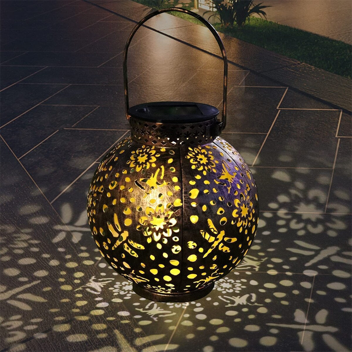 Solar Lantern Outdoor Hanging Lights Metal LED