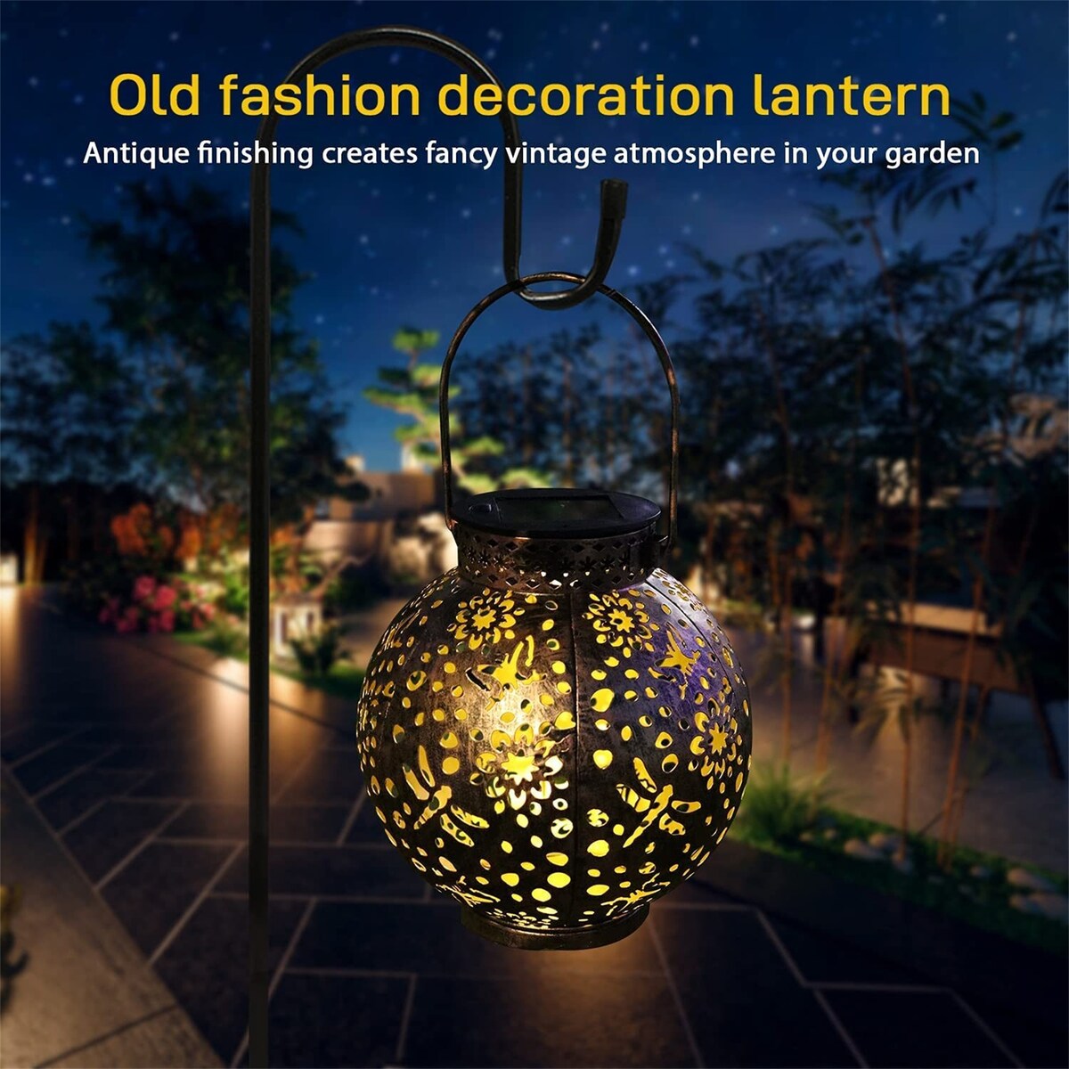 Solar Lantern Outdoor Hanging Lights Metal LED
