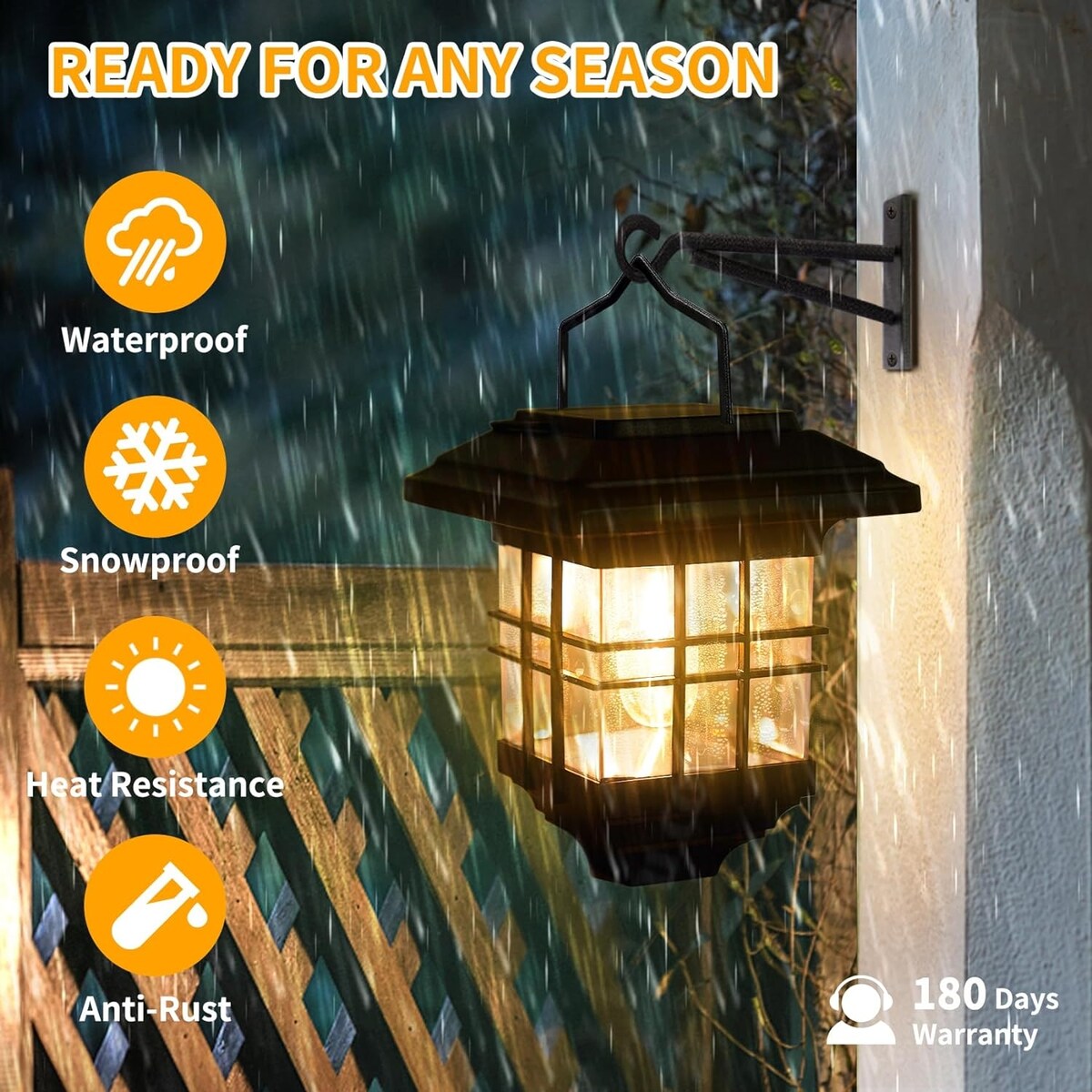 Solar Lantern Outdoor Hanging Solar Lights,Waterproof, Anti-Rust Solar Lights with Hooks, 4 Pack