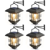 Solar Lantern Outdoor Hanging Solar Lights,Waterproof, Anti-Rust Solar Lights with Hooks, 4 Pack