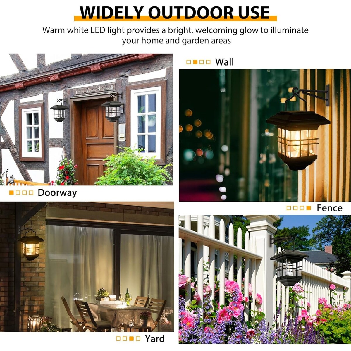 Solar Lantern Outdoor Hanging Solar Lights,Waterproof, Anti-Rust Solar Lights with Hooks, 4 Pack