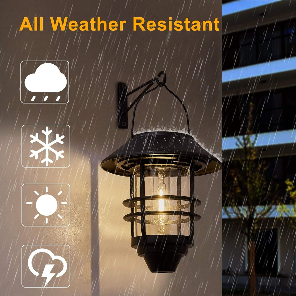 Solar Lantern Outdoor Lights, Hanging Wireless Waterproof,2 Pack