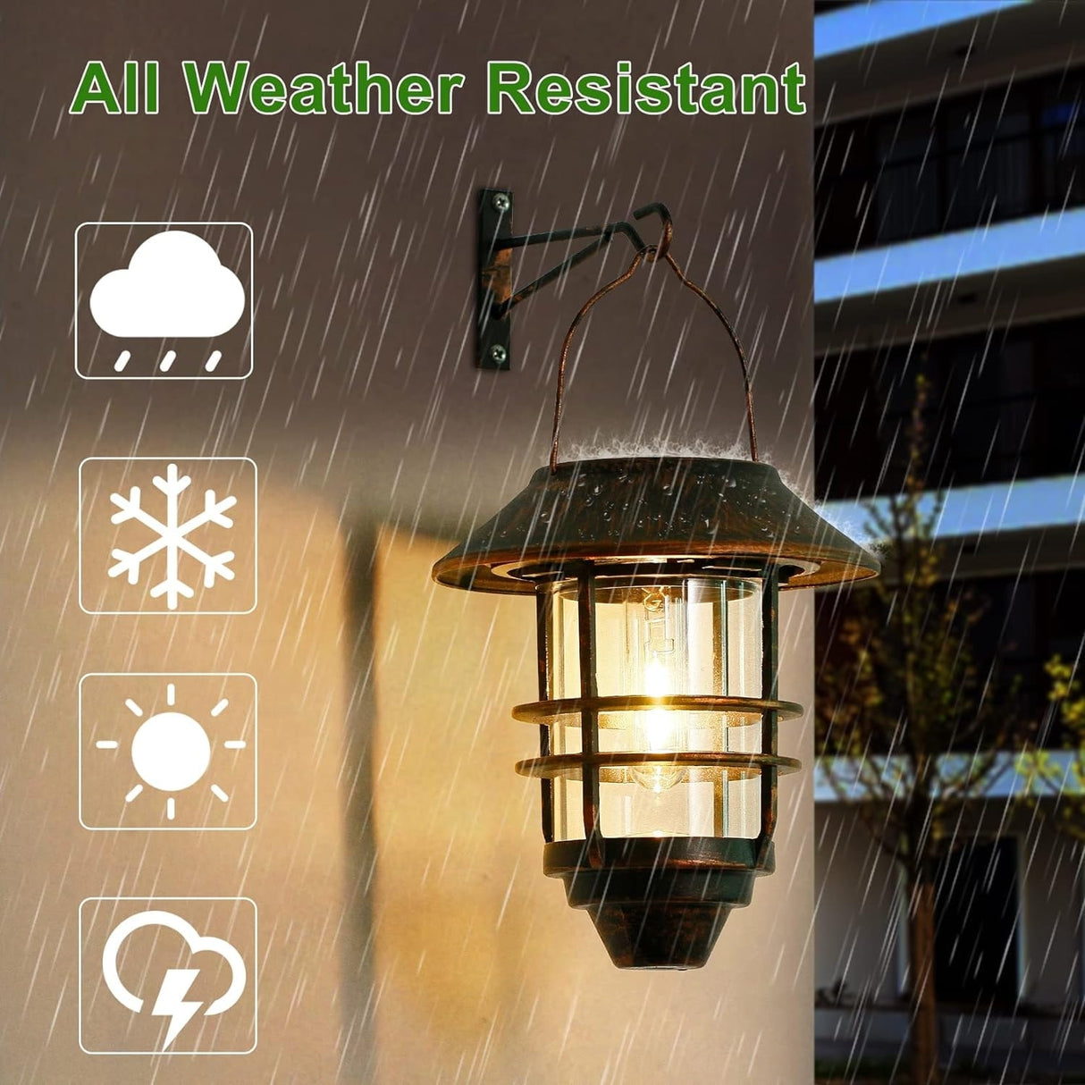 Solar Lantern Outdoor Lights, Hanging Wireless Waterproof,2 Pack