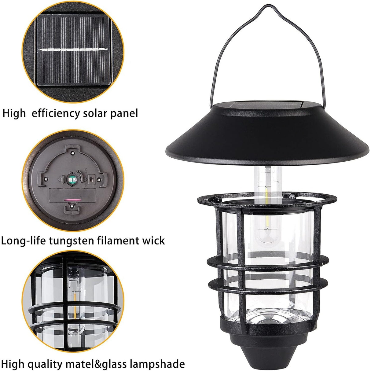 Solar Lantern Outdoor Lights, Hanging Wireless Waterproof,2 Pack