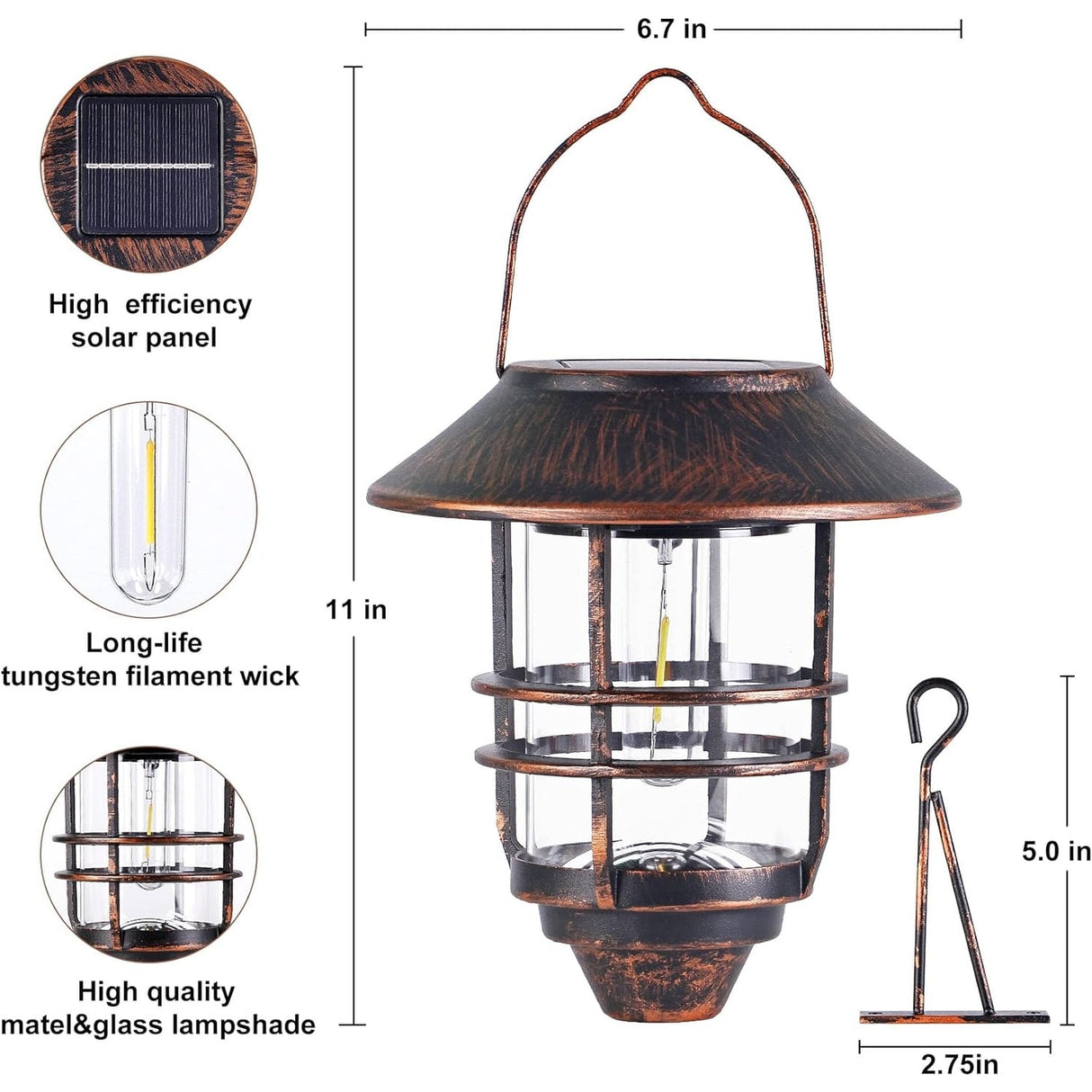 Solar Lantern Outdoor Lights, Hanging Wireless Waterproof,2 Pack