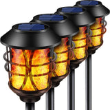 Solar Lights Metal Flickering Flame Solar Torches Lights Waterproof Outdoor Heavy Duty Lighting Solar Pathway Lights,4 Pack