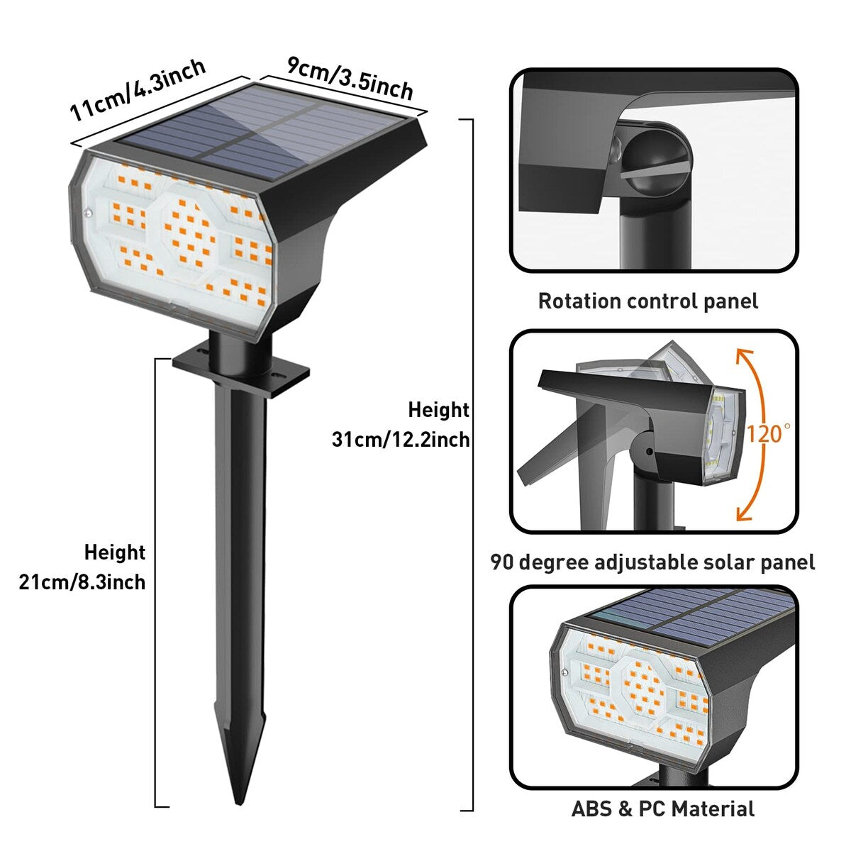 Solar Lights Outdoor Waterproof IP68, 56 LED 3 Lighting Modes Solar Powered Garden Yard Spot Solar Lights- 6 Pack