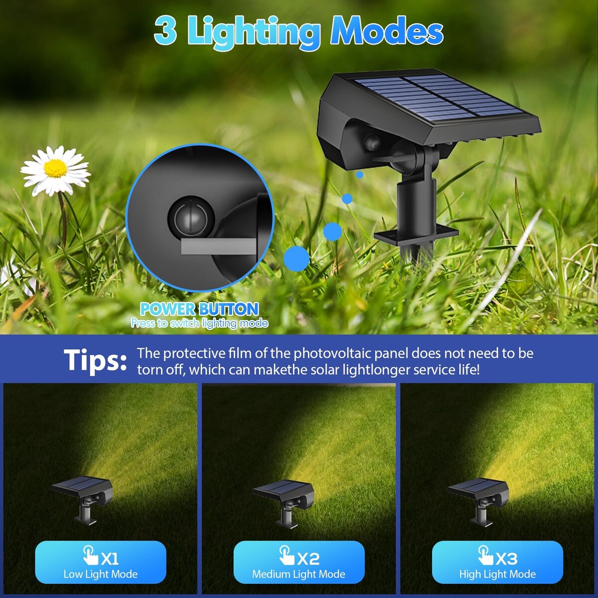 Solar Lights Outdoor Waterproof IP68, 56 LED 3 Lighting Modes Solar Powered Garden Yard Spot Solar Lights- 6 Pack