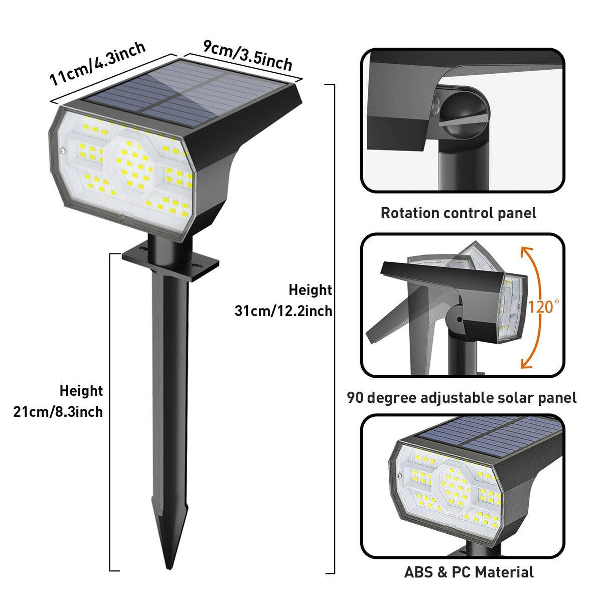 Solar Lights Outdoor Waterproof IP68, 56 LED 3 Lighting Modes Solar Powered Garden Yard Spot Solar Lights- 6 Pack