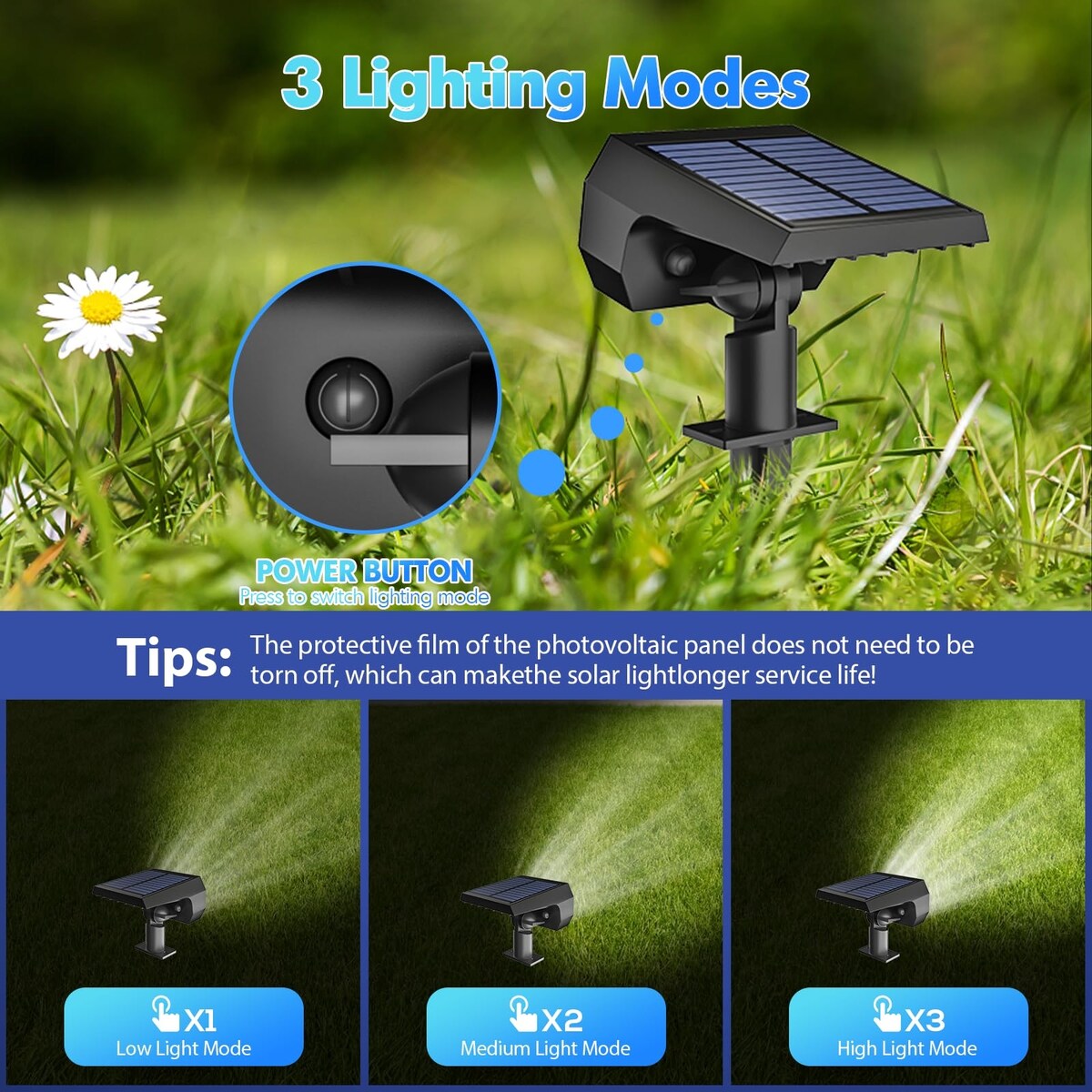 Solar Lights Outdoor Waterproof IP68, 56 LED 3 Lighting Modes Solar Powered Garden Yard Spot Solar Lights- 6 Pack