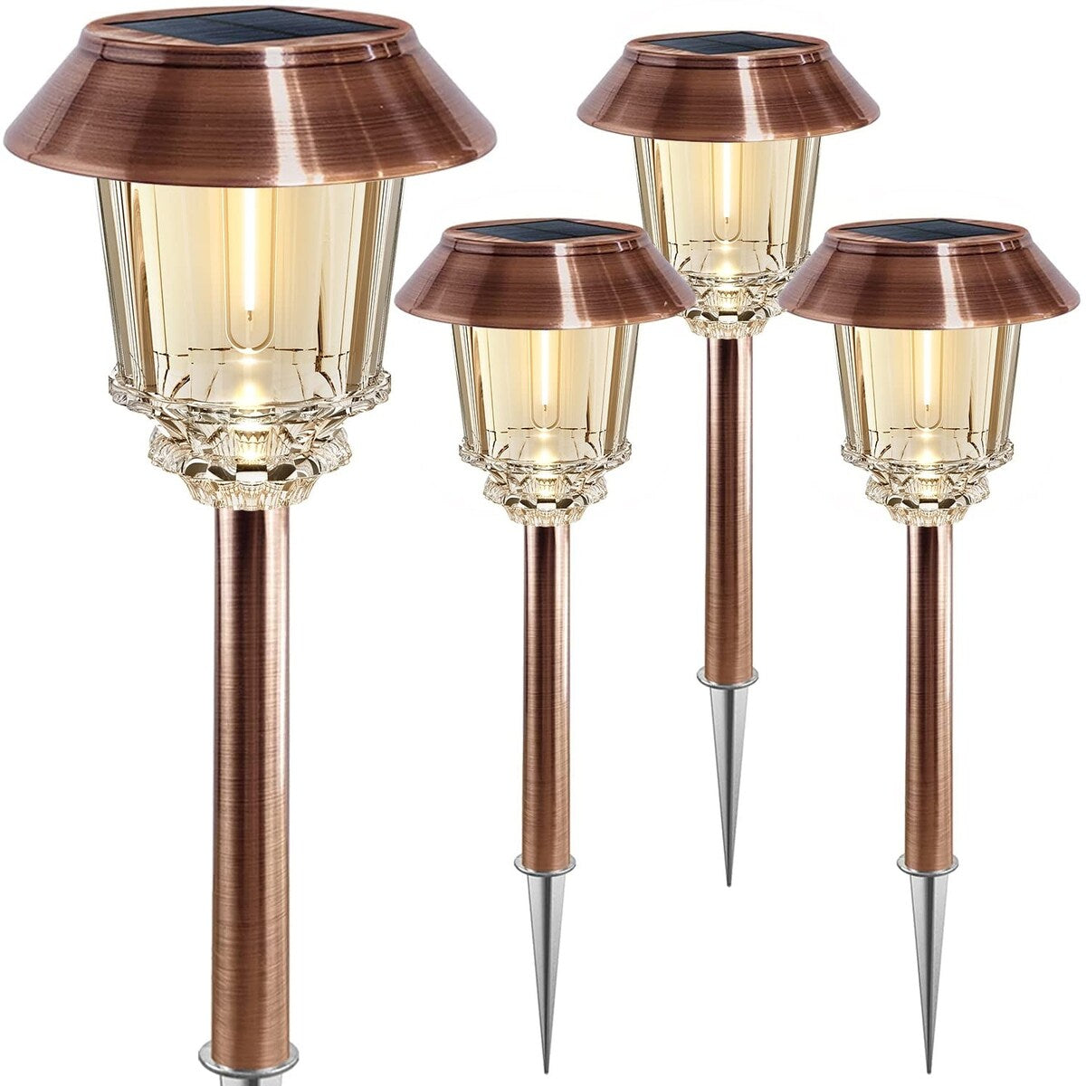 Solar Lights Outside Waterproof - 4 Pack Auto On/Off 10-40 LM Dimmable Outdoor Solar Light Yard Garden Pathway Driveway Walkway