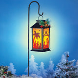 Solar Nativity Scene Outdoor Lantern with Shepherd's Hook - Orange - 7 x 35 x 5.5
