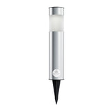Solar Path Bollard Lights, Set of 6- 15” Stainless Steel Outdoor Stake Lighting by Pure Garden (Silver)