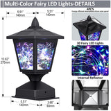 Solar Post Lights Outdoor, 30 Pcs Colorful LED, 4 Amorphous Silicon Solar Panels, fit 4x4 6x6 Wooden Posts(2 Pack)