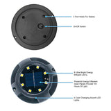 Solar Powered Disc 8 LED Ground Lights w/ 7 COLOR Changing Side Accent 4 pack - Small