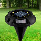 Solar Powered Disc 8 LED Ground Lights w/ 7 COLOR Changing Side Accent 4 pack - Small