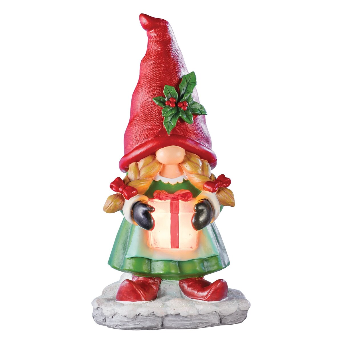 Solar Powered Holiday Gnome Couple Decoration