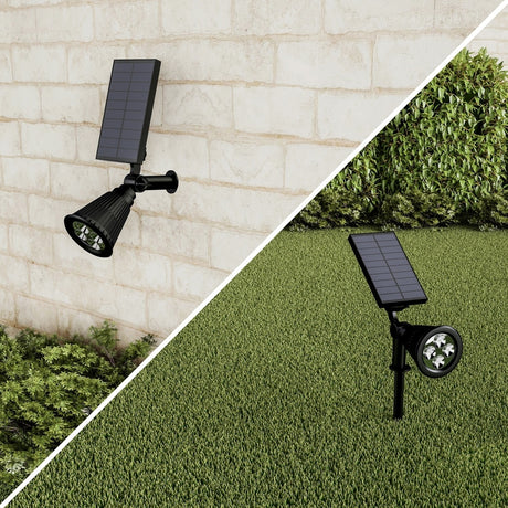 Solar Powered Outdoor Spotlights -Set of 2 Landscape Lights-Ground Stakes or Wall Mountable, 4 LED Bulbs by Pure Garden.