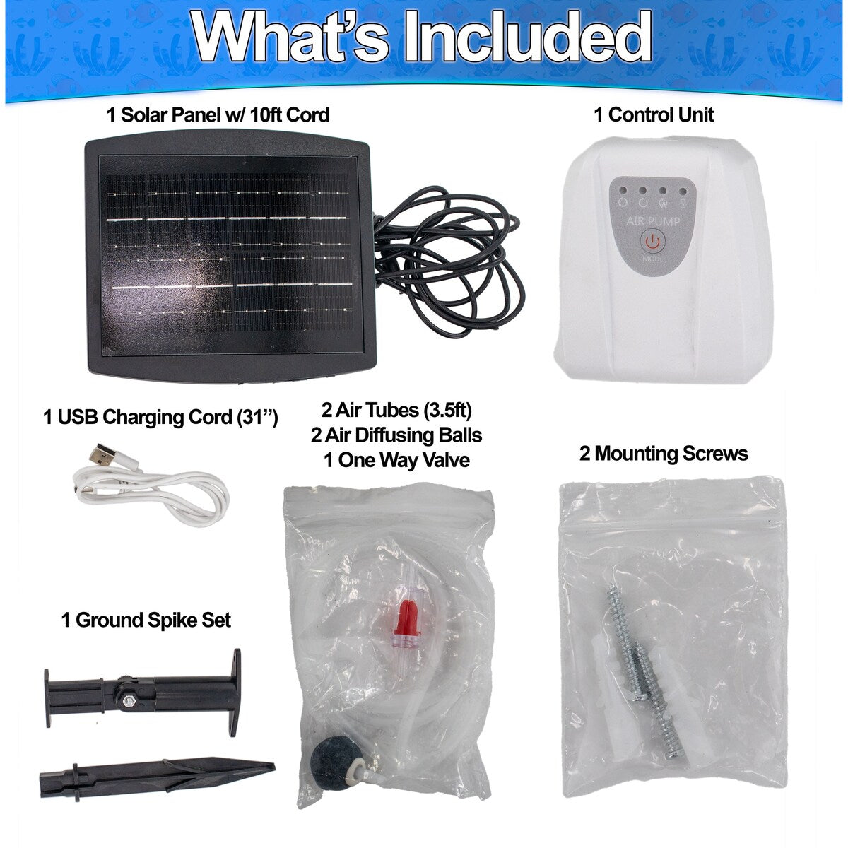 Solar Powered Pond Aerator Air Pump - Aquarium Fish Tank Oxygenator with 2 Air Stone Diffusers, with Battery Backup - regular