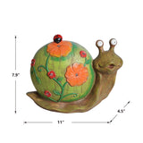 Solar Powered Snail with Flowers and Ladybug Outdoor LED Garden Light Decor