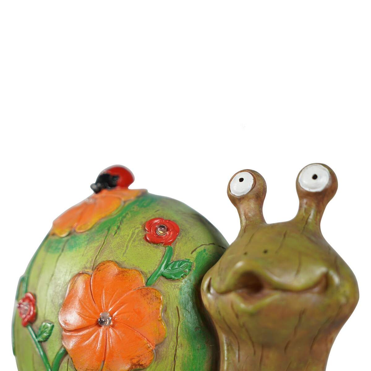 Solar Powered Snail with Flowers and Ladybug Outdoor LED Garden Light Decor