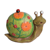 Solar Powered Snail with Flowers and Ladybug Outdoor LED Garden Light Decor