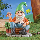 Solar Powered Stoned Gnome Garden Statue Decoration - 11.250 x 10.630 x 9.250