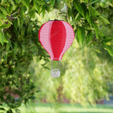 Solar Red/Pink Cloth Hot Air Balloon with Flame LED Lights