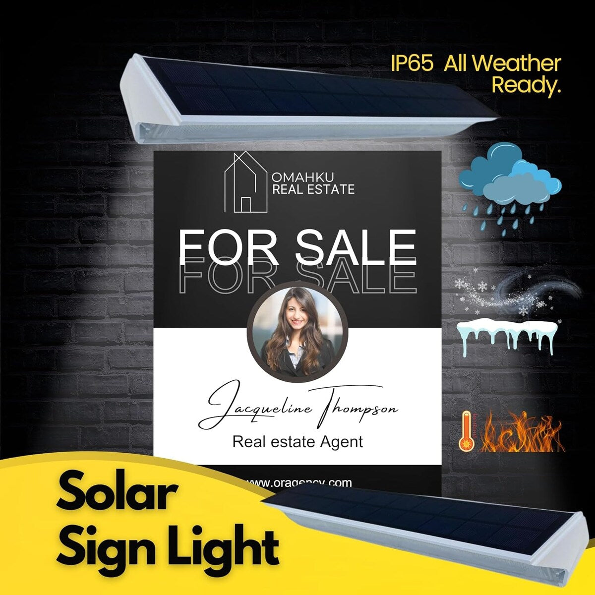 Solar Sign Flood Lights Outdoors for Landscape and Advertising - 13"