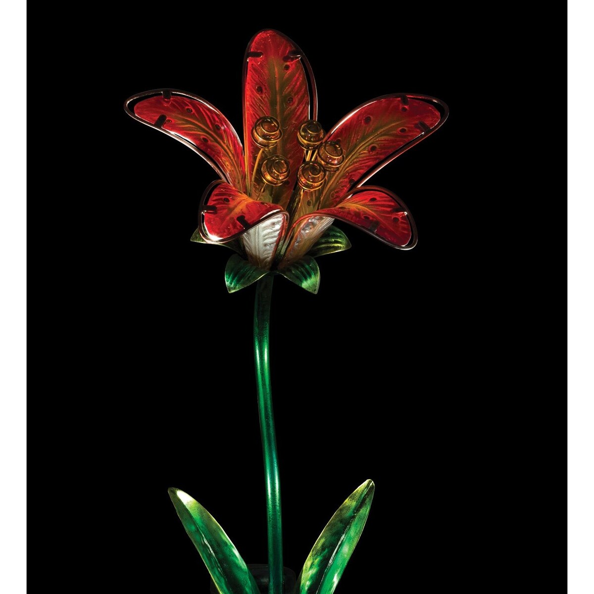 Solar Tiger Lily Stake - Red - 9"x7.25"x33"