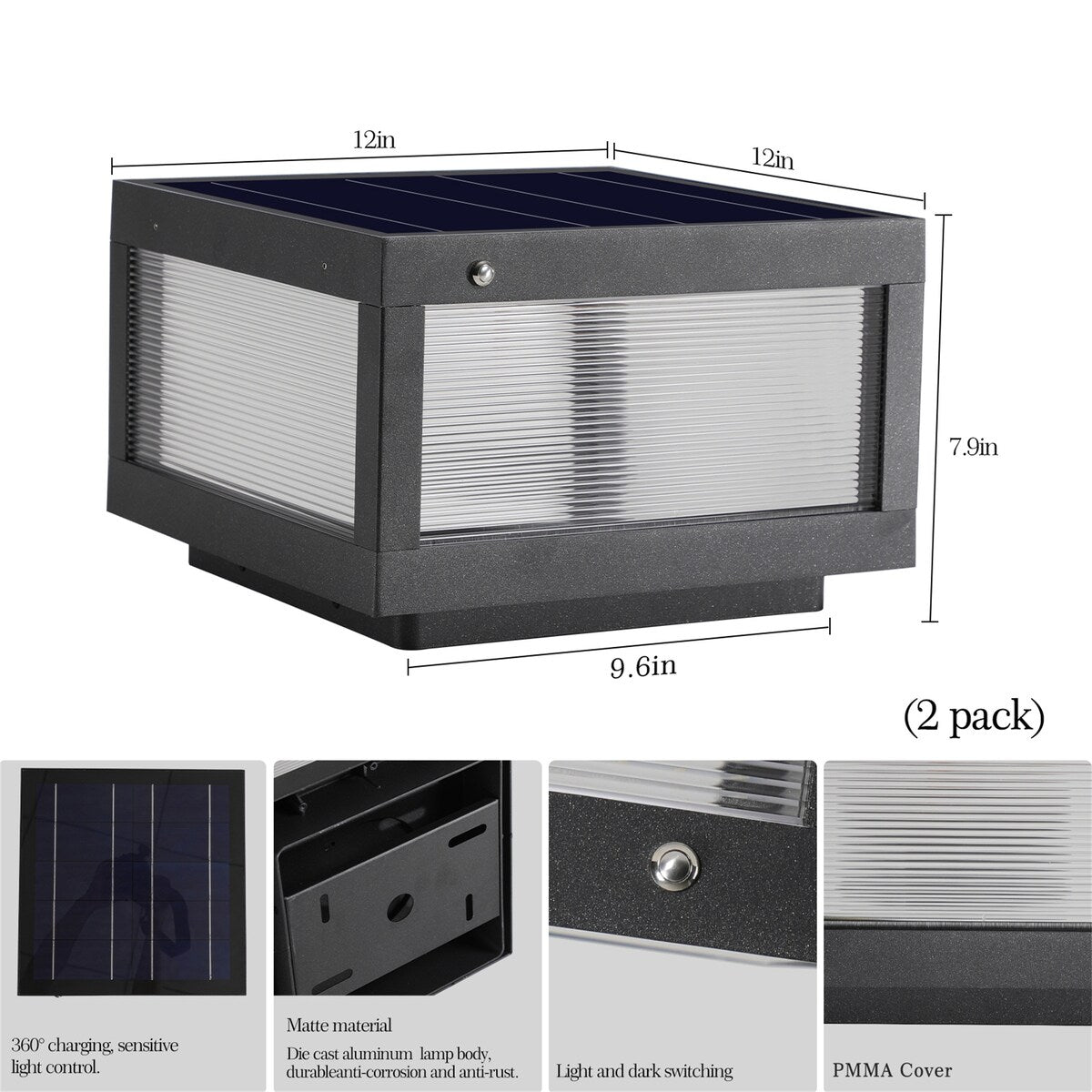 Solar Wall Lamp With Dimmable LED 2 pack